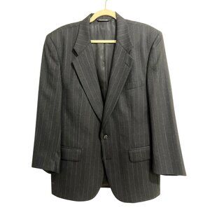 Burberrys Mens Pinstripe Blazer Vintage 100% Pure Wool Gray Jacket 42R
